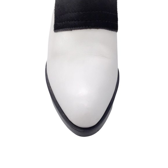 ALEXANDER WANG WHITE / BLACK LEATHER AND CALF HAIR BOOTS - Picture 5 of 7